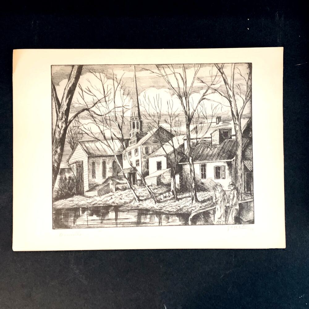Emil Ganso "Bearsville" Town Art 1930s Print Treasury Collection Sketch Vintage
